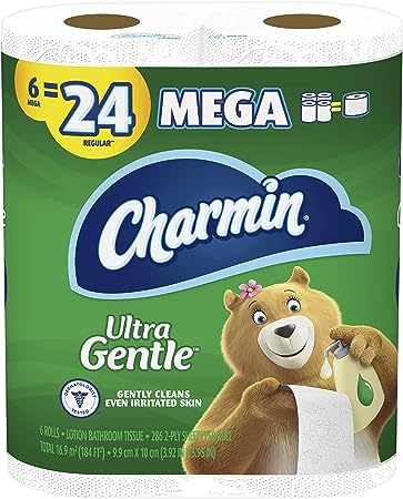 Charmin Ultra Gentle Toilet Paper, 6 Mega Rolls = 24 Regular Rolls