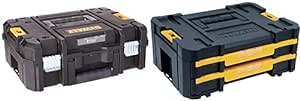 DEWALT DWST17807 Metal Latch Suitcase Flat Top, Black & DEWALT DWST17804 Double Deep Drawer