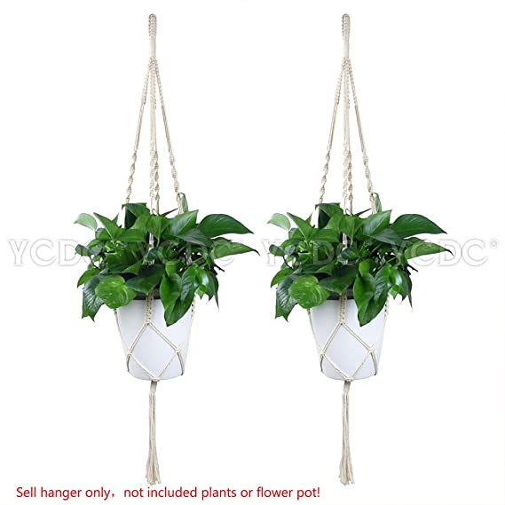 YCDC Macrame Plant Hanger Flower Hanging Vintage Knotted Basket Lifting Ropes, 117cm/46inch 2Pcs