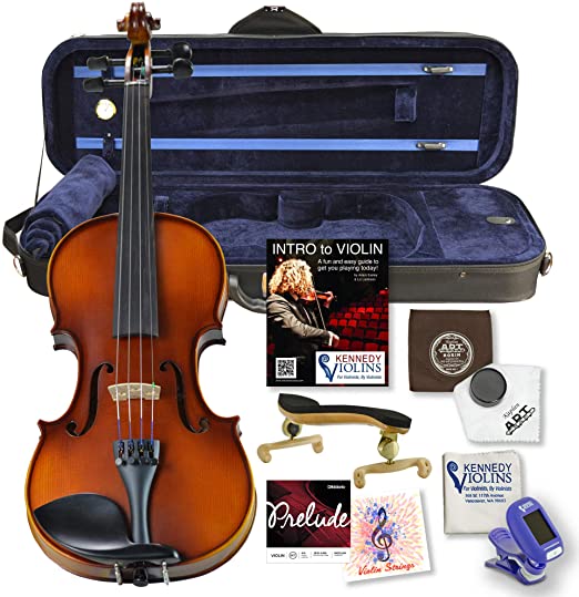 Bunnel G1 Violin Outfit 1/2 Size - Carrying Case and Accessories Included - Highest Quality Solid Maple Wood and Ebony Fittings By Kennedy Violins