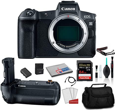 Canon EOS R Mirrorless Digital Camera (Body Only) - Bundle with Canon BG-E22 Battery Grip   64GB Memory Card and More