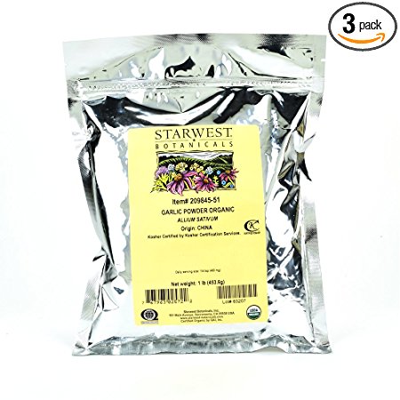 Starwest Botanicals Organic Garlic Powder, 1-pound Bags (Pack of 3)