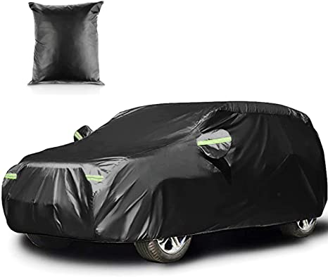 Sailnovo Bâche Voiture Impermeable Housse de Voiture Contre Soleil Neige poussière Vent Taille Universelle (4.85 * 1.9 * 1.85m/ SUV /210T Noir)