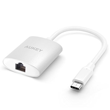 AUKEY USB C to Ethernet Adapter Aluminum Built for Macbook, Chromebook Pixel and More