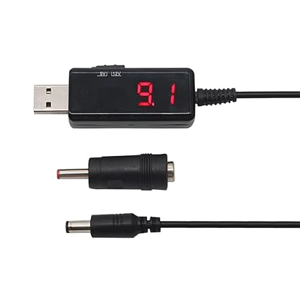 HiLetgo USB Boost Converter Cable DC 5V to 9V 12V USB Step-up Cable USB to DC 5.5x2.1mm 3.5x1.35mm USB Power Supply Adapter UBS Power Voltage Boost Converter