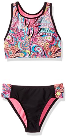 Angel Beach Big Girls' Swim Paisly Pizazz Bikini Set