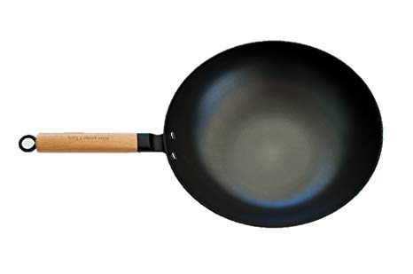 AG2T Light weight 13" cast iron flat bottom wok
