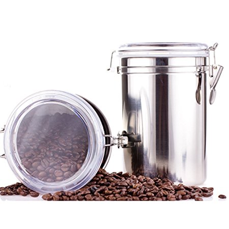 Coffee Canister Airtight Coffee Storage Container Vacuum Sealed Milk Powder Tin Stainless Steel Food Storage for Coffee Beans, Sugar, Tea, Spice, Flour 43oz