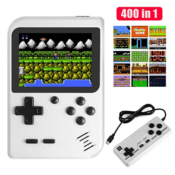 JAMSWALL Handheld Game Boy Console, 400 Classical FC Games 2.8-Inch Screen 800mAh Rechargeable Battery Portable Retro Video Game Console Support for Connecting TV and Two Players(White)