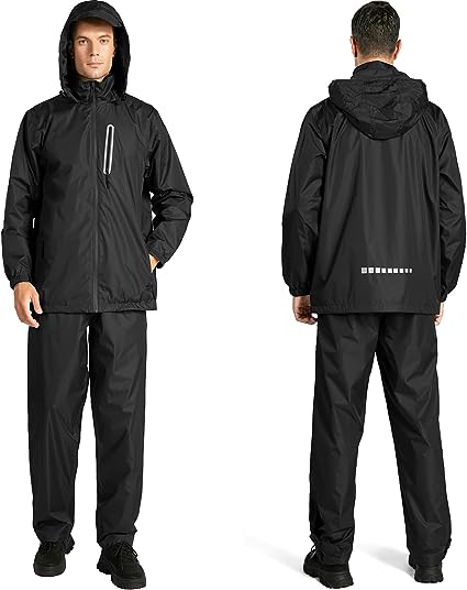 SWISSWELL Golf Gear Rain Suits for Men Waterproof Raincoat Jacket Hooded and Pants for Outdoor Fishing Work