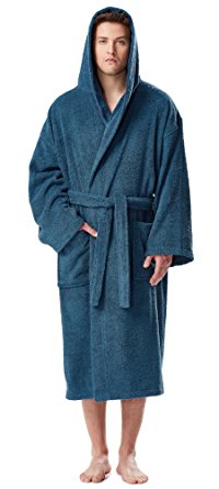 Arus Men's Classic Hooded Bathrobe Turkish Cotton Terry Cloth Robe