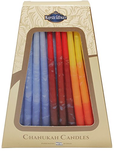 Majestic Giftware SC-CP15 Safed Handcrafted Hanukkah Candles, 6-Inch, Blue/Red/Orange, 45-Pack