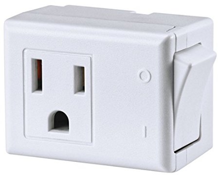 Leviton 1470-W 15 Amp 125V AC 3-Wire Grounded Switch Tap with OnOff Button White