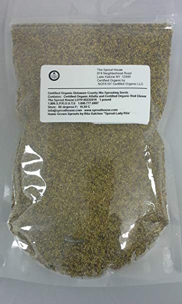 The Sprout House Certified Organic Non-gmo Sprouting Seeds - Delaware County Special 1 Pound Alfalfa and Clover