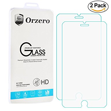[2 Pack] Orzero iPhone 7 Tempered Glass Screen Protector [3D Touch Compatible] 0.26mm Clear 2.5D Arc Edges 9 Hardness High Definition Anti Glare Anti Fingerprint