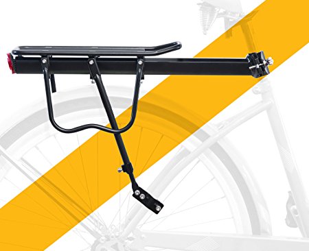 Rear Bike Rack Heavy Duty Alloy Bicycle Carrier 110 Lb Capacity Easy to Install Guaranteed Satisfaction & Durability
