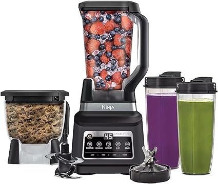 Ninja BN805A Pro Plus Kitchen System, 1400W, 5-in-1: Smoothies, Chop, Dough, Auto IQ, 72oz Blender Pitcher, 64oz Processor Bowl, 2x32oz Cups, Black