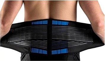 Adjustable Neoprene Double Pull Lumbar Support Lower Back Belt Brace, Large 32-36 Inch