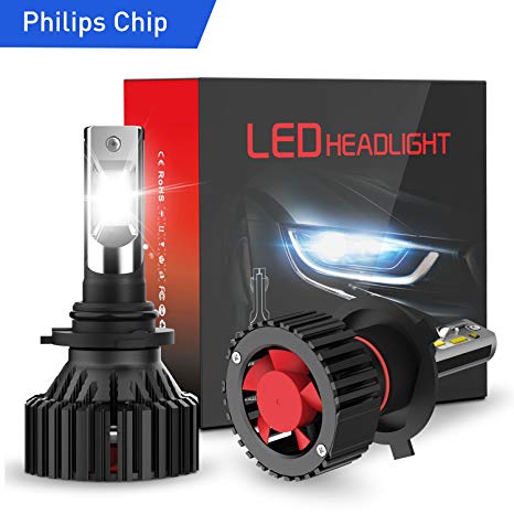 HiGoing LED Headlight Bulb H4, Headlight Conversion Kits Plug & Play, ZES Chips 360°Dual Beam Angel IP65 100% Waterproof 60W/8000LM/6500K White Light for Headlight/Fog Light/DRL (Black)