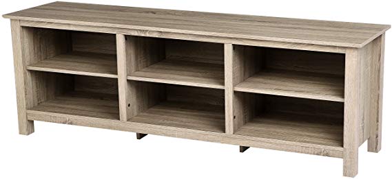 Rockpoint Argus 70-Inch Wood TV Stand Media Console, Rustic Gray