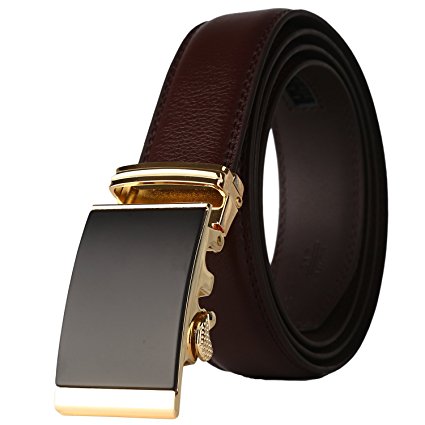 Dante Men's Leather Ratchet Dress Belt with Automatic Buckle