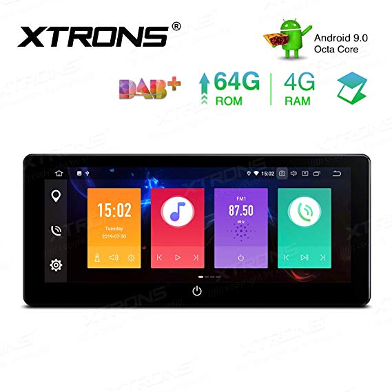 XTRONS 10.25 Inch Android 9.0 Double Din Car Stereo Radio Player Octa Core 4G RAM 64G ROM GPS Navigator Multi-Touch Screen Adjustable Viewing Angles Head Unit Supports WiFi Backup Camera OBD2 DVR TPMS