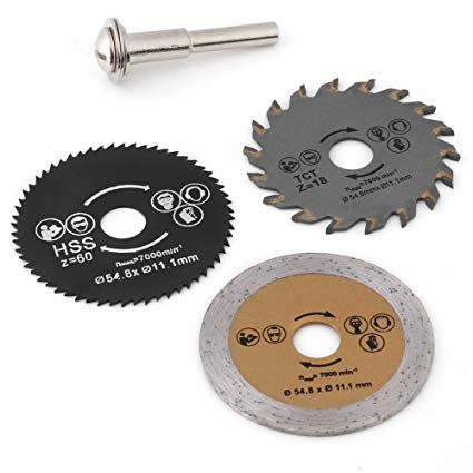 3pcs 54.8mm HSS Mini Circular Saw Blade Cutting Disk Kit Rotary Tool with Mandrel