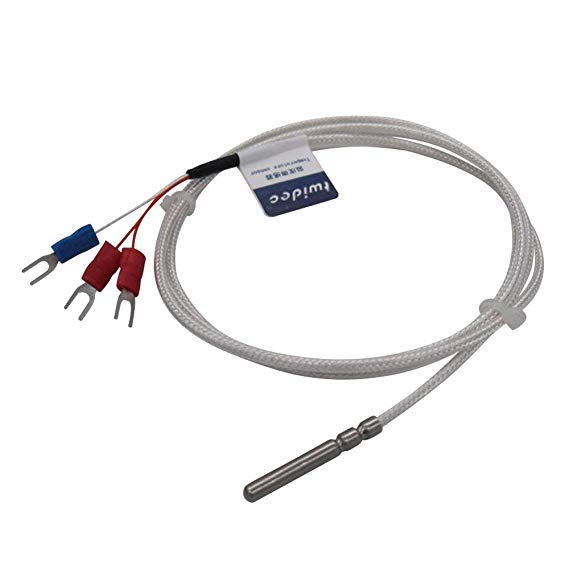 RTD PT100 Waterproof Temperature Sensor Three-wire System，Stainless Steel Probe(4×30MM) Range:-50℃-200℃ (6.6Feet)