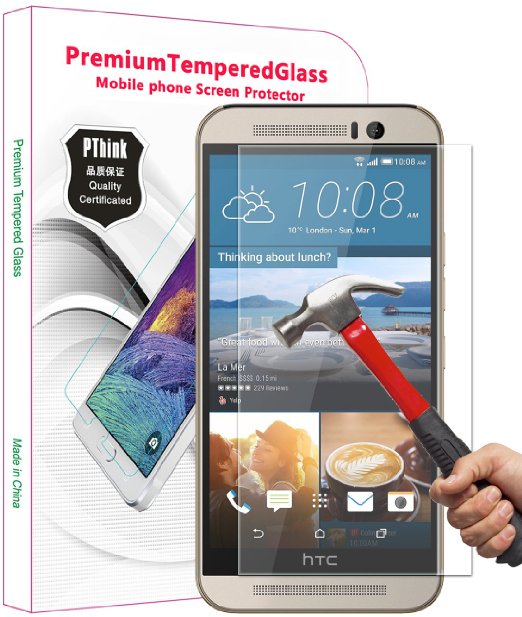 PThink® 2.5D Round Edge 0.3mm Ultra Slim Nano Tempered Glass Screen Protector for HTC One M9 with 9H Hardness/Anti-scratch/Fingerprint resistant (HTC One M9)