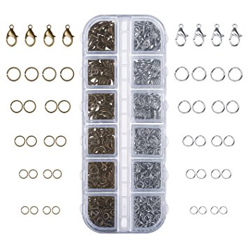 Outus 1104 Pieces Jewelry Findings Kit Lobsters Clasps and Jump Rings for Jewelry Making (Multicolor B)