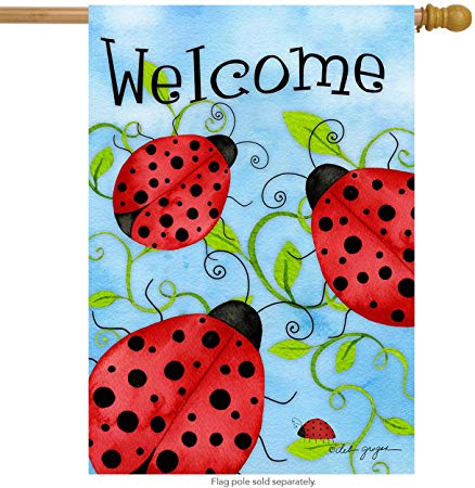Briarwood Lane Ladybug Welcome House Flag Spring Critters Insects 28"x40"