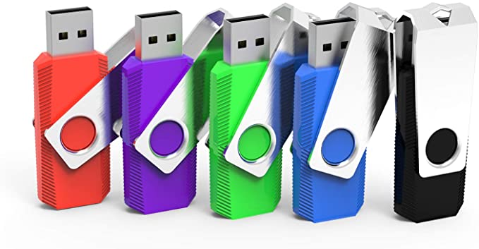 Thumb Drives 5 Pack, Sanfeya USB Flash Drive Bulk 64GB Colorful Memory Stick Swivel Design 5 Mixed Colors Pen Stick