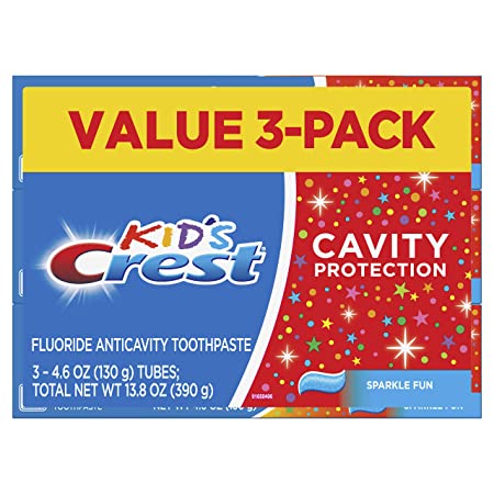 Crest Kid's Cavity Protection Toothpaste (children and toddlers 2 ), Sparkle Fun Flavor, 4.6 ounces, Pack of 3
