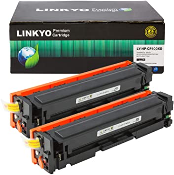LINKYO Compatible Toner Cartridge Replacement for HP 201X 201A CF400X (Black, High Yield, 2-Pack)