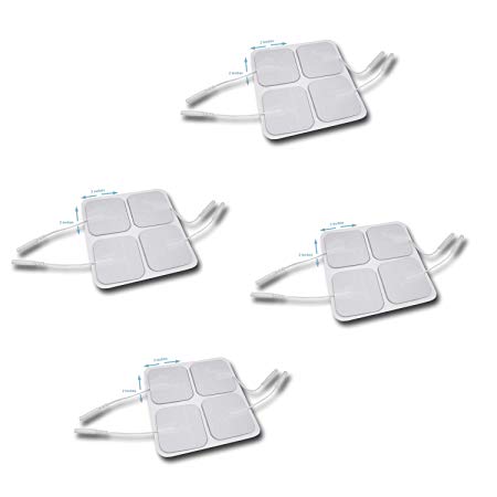 16 Pack Tens Unit Pigtail Square Electrode Pads 2 X 2 Inch Premium Quality 510k Self Adhesive Bulk Wholesale Replacement Pads