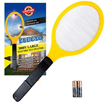 Elucto Large Electric Bug Zapper Fly Swatter Zap Mosquito Best for Indoor and Outdoor Pest Control (2 DURACELL AA Batteries Included)
