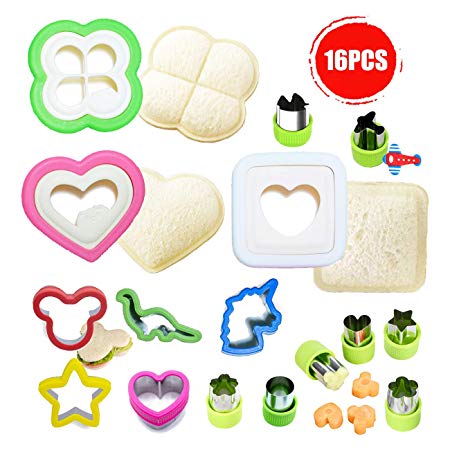 Aokinle Sandwich Cutter for Kids, Cutters and Sealer Set, Stainless Steel Cookie Food Cutters, Vegetable Cutters Shapes, Great for Boys and Girls Lunchbox,Bento Box