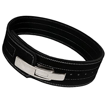 Power Lifting Belt | Leather WeightLifting Belt | Heavy Duty Quick Release ON/OFF Lever Buckle | PowerLifting Belt For Lower Back Support In PowerLifting WeightLifting Crossfit & More