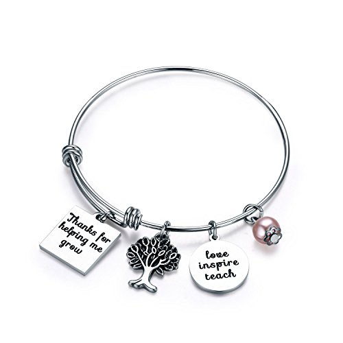 Udobuy Teacher Bangle Bracelet-Teacher Gift, Show Your Teacher Appreciation Thank You Gifts for Teachers