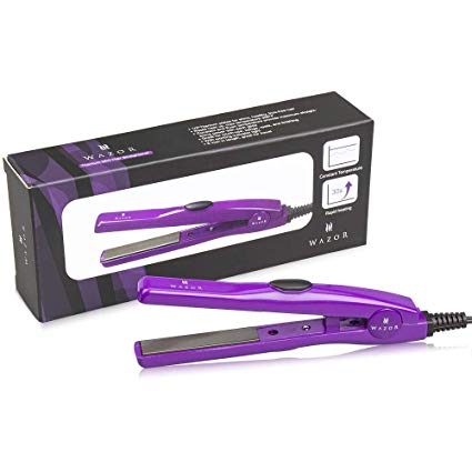 2nd Generation Professional Dual Volatge Travel Size 0.5 inch Mini Flat Iron Tourmaline Ceramic Hair Straightener Purple