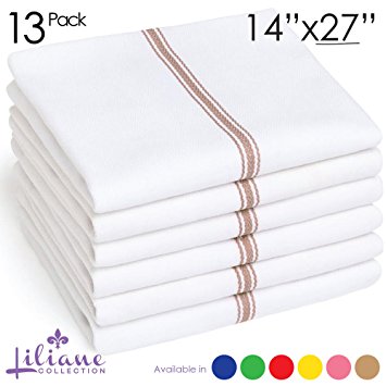 Liliane Collection Kitchen Dish Towels - Commercial Grade Absorbent 100% Cotton Kitchen Towels - Classic Tea Towels (13, Tan)