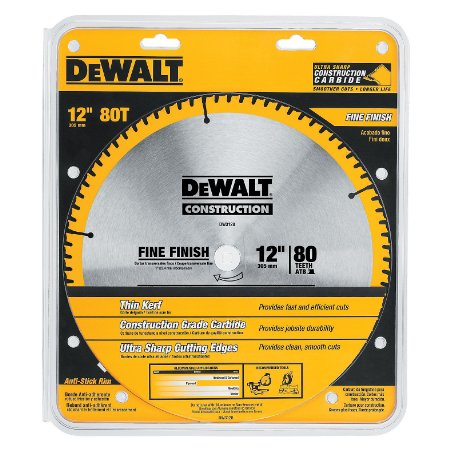 DEWALT DW3128 Series 20 12-Inch 80 Tooth ATB Thin Kerf Crosscutting Miter Saw Blade with 1-Inch Arbor