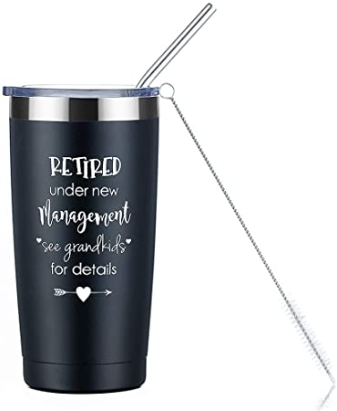 Fun Retirement Gifts for Men 20 oz Stainless Steel Coffee Tumbler Cup with Lid and Straw is a Retire Gifts for Mom Teacher Boss Grandma Grandpa Father Friend Aunt Uncle Father in Law