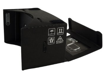 Google Cardboard Black Version 45mm Focal Length Virtual Reality Headset - With Free NFC Tag and Headstrap