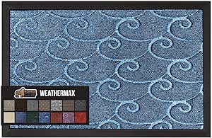 Gorilla Grip 100% Waterproof All-Season WeatherMax Doormat, 72x24 Runner, Durable Natural Rubber, Stain and Fade Resistant, Low Profile, Indoor Outdoor Door Mats, Easy Clean Mat, Ocean Blue Waves