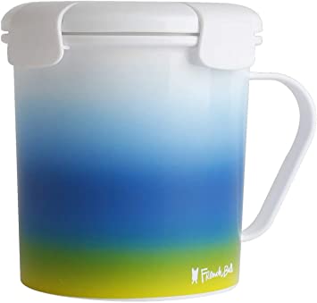 French Bull 23 oz Soup Mug with Handle and Vented Lid Food Storage-Cool Grip Leak Proof Dishwasher and Microwave Safe Lunch Travel Airtight - Blue Ombre, one Size (72441)