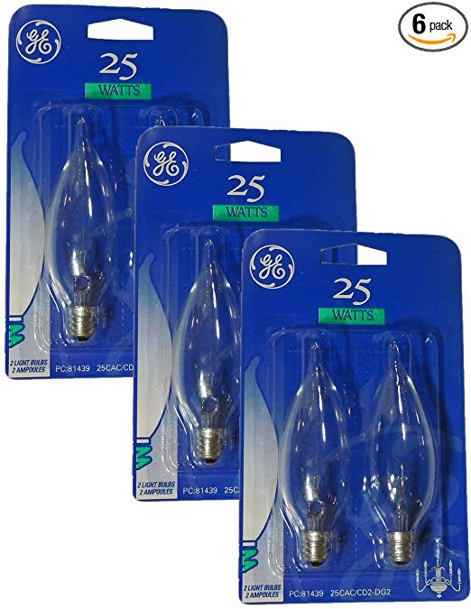 GE 25-Watt Candelabra Base Blunt Tip Light Bulbs (pack of 6)