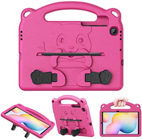 MoKo Case Compatible with Galaxy Tab S6 Lite 2020, Heavy Duty EVA Foam Kids-Friendly Bear Cover with Hand-Grip & Stand & Pen Holder Fit Samsung Galaxy Tab S6 Lite 10.4 2020 SM-P610/P615 - Magenta