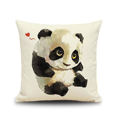 Crazy Cart 18"X 18" Cute Panda Pattern Cotton Linen Decorative Throw Pillow Cover Cushion Case
