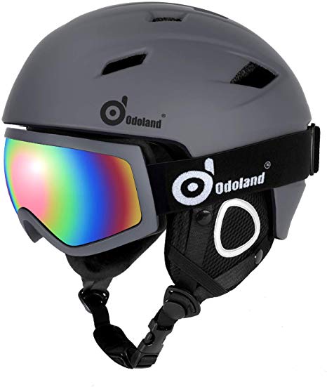 Odoland Snow Ski Helmet and Goggles Set for Kids and Adult Sports Helmet and Protective Glasses - Shockproof/Windproof Protective Gear for Skiing, Snowboarding, Motorcycle Cycling and Snowmobile